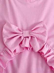 Tween Girl Resort Print Woven Jacquard Back Tie Ruffle Hem Camisole Dress For Summer Summer Outfits Vacation Outfits Girls Bow Two Piece Set - Pink - View 5