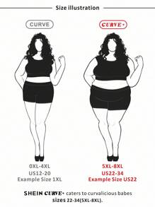 SHEIN CURVE+ 大码女式条纹松紧腰阔腿宽松休闲裤夏季/乡村/海滩度假装/沙滩装/沙滩装 - 黑與白 - 查看 9