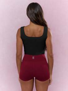 MISSGUIDED Active Performance Athletic Bodysuit Compression Fit High Impact Workout Training Exercise One-Piece Form Fitting Summer Sportswear - Black - View 2