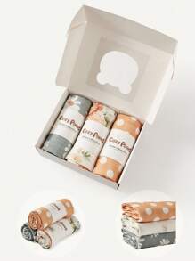 Cozy Pixies Bộ quà tặng chăn quấn trẻ sơ sinh 3 món, vải muslin mềm mại và ấm áp họa tiết hoa cúc và chấm bi, mùa xuân/hè - Nhiều màu - Xem 5