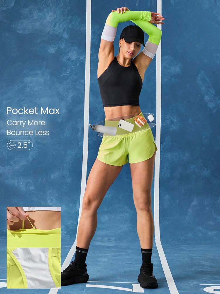 2.5'' VitalSwift Pocket Max Quick-Dry Ultralight Kangaroo Multi-Pocket High-Rise Waist Adjustable Drawstring Waist Running Shorts With Built-In Anti-Odor Underwear Workout Running Training