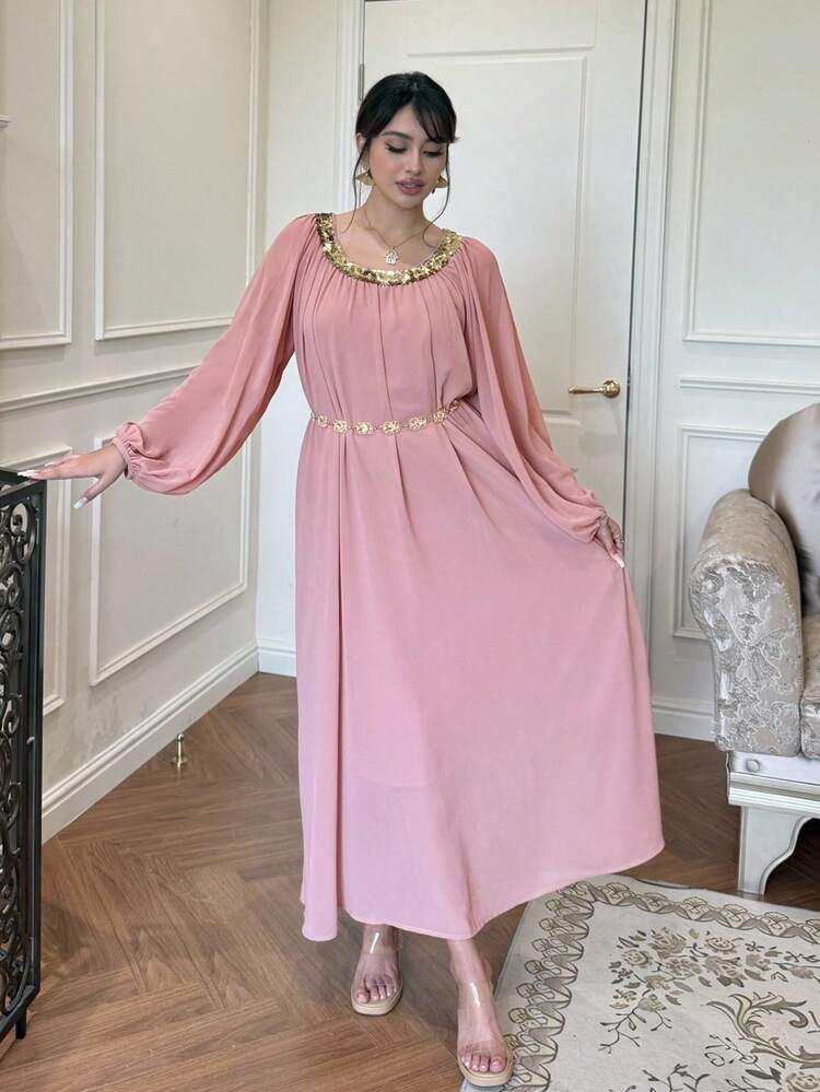 New Fall Loose Casual Elegant Mid-Length Women Dress Long Sleeve Dress