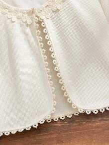 SHEIN Tween Girls Short Jacket Lightweight Outerwear With Elegant Ruffle Collar Fall Winter - Apricot - View 6