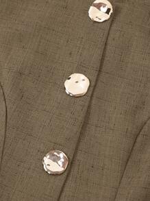 Ellevyn French Style Women Sleeveless Vest With Metal Button Shirt For Work Brown Blouse Business Casual - Brown - View 4