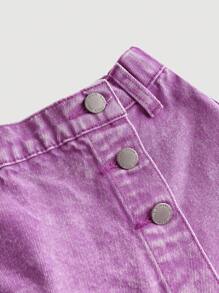 SHEIN Falda vaquera y shorts asimétricos de estilo boho y casual Y2K para niñas preadolescentes, ropa de verano para vacaciones y uso diario en la calle