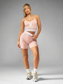 Missguided x Playboy Premium Studio Biker Set High Waisted Mid Thigh Length Two Piece Outfit