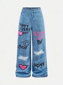 Tween Girls 街头时尚牛仔印花紧身裤、短款细肩带吊带背心和长袖连帽网眼上衣 3 件套，时尚风格 - 黑色 - 查看 3