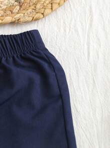 Souflis Souflis 2 piezas Conjunto casual de verano para niños pequeños, con camisa polo con estampado de palmera y cuello de barco e pantalones cortos con cintura elástica, elegante y cómodo, adecuado para niños de 6 meses a 3 años, perfecto para uso diario, actividades al aire libre y regreso a la escuela - Multicolor - Ver 7