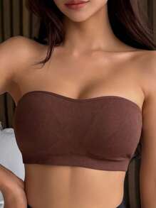DAZY Seamless Wireless Lightly Lined Minimalist Bra For Women - Brown - View 4