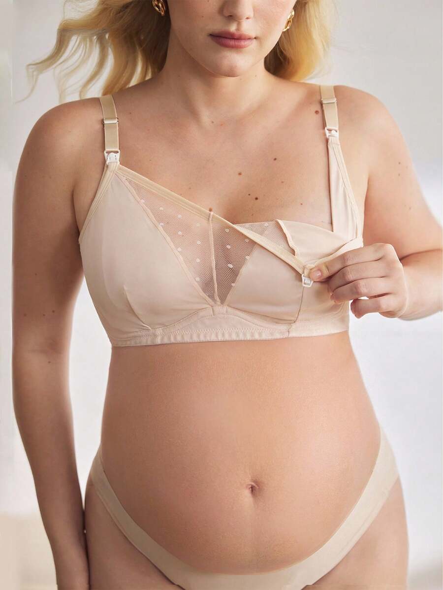BloomMama Soutien-gorge d'allaitement à armatures transparent et coupe complète, grande taille, couleur abricot, confortable pour le port quotidien - Nude - Voir 1