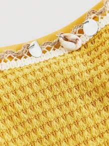 SHEIN MOD Contrast Fringe Hem Bohemian Camisole Two Pieces Set, Vacation Vest, Country Music Festival Wear, Going Out Vest, Summer Vest