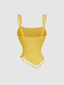 SHEIN MOD Contrast Fringe Hem Bohemian Camisole Two Pieces Set, Vacation Vest, Country Music Festival Wear, Going Out Vest, Summer Vest