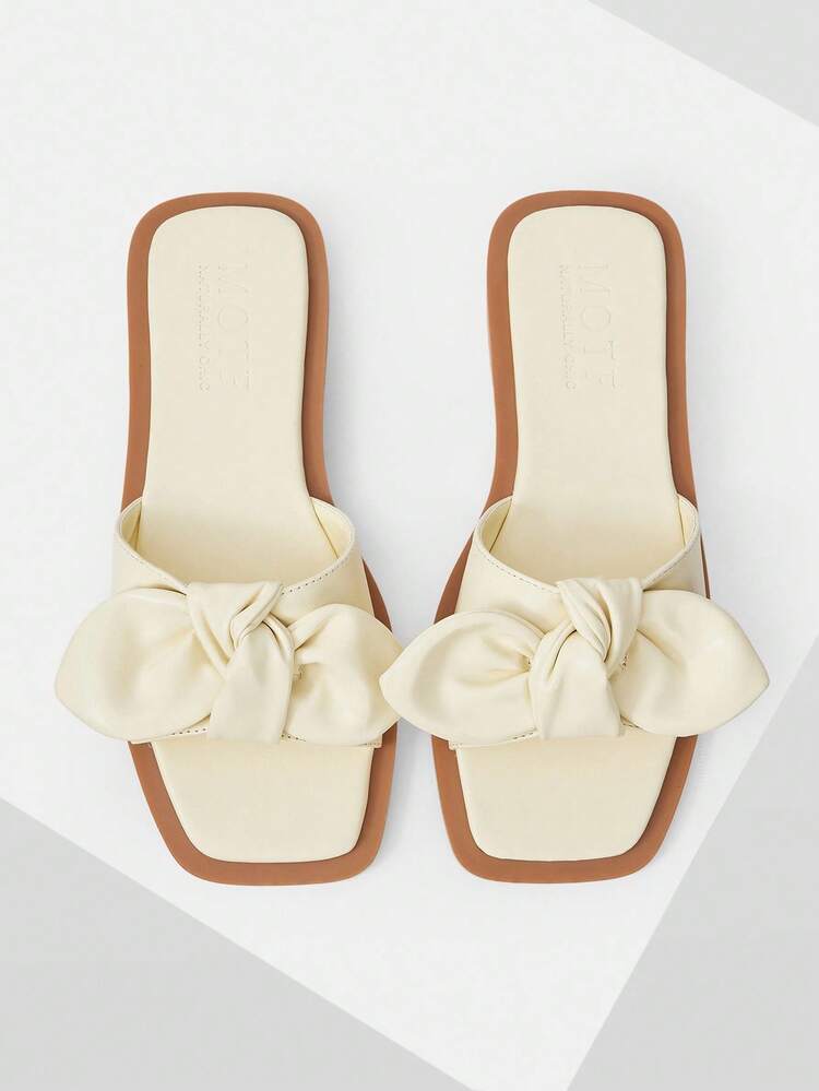 Sandalias planas elegantes y cómodas con lazo decorativo para mujer