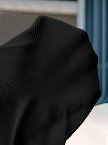 GlowEve 新款流行精致坑条纹方领泡泡袖褶皱修身女式T恤，夏季 - 黑色 - 查看 6