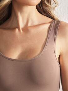 Ocili Leisure Women's Solid Color Crew Neck Backless Cami Dress Home Clothing