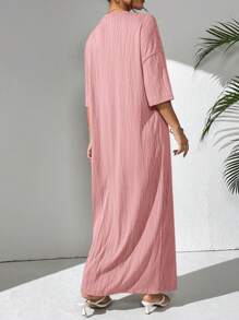 Mulvari Women's Solid Color Crew Neck Dolman Sleeve Maxi Loose Casual Dress, Spring/Summer, Maxi Dress Perfect For Beach/Casual/Vacation/Homewear