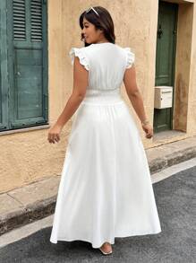 Weeklong 大码刺绣假日休闲白色连衣裙