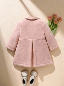 SHEIN Baby Girl Cute Casual Versatile Hooded Thickened Plush Coat Suitable For Autumn And Winter Daily Wear - Pink - View 2