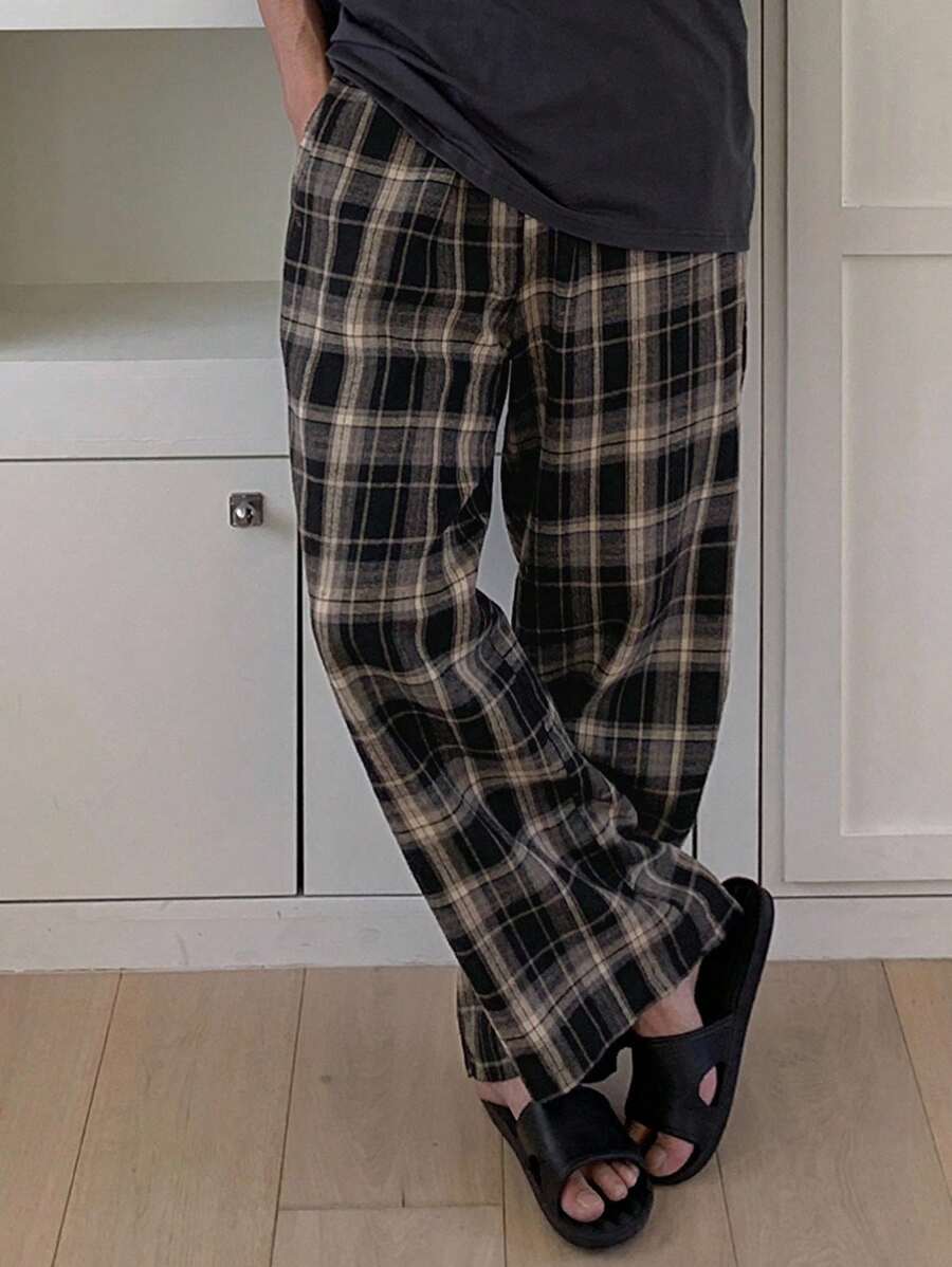 DAZY Men's Plaid Multi-Color Casual Home Pants, Spring & Summer, Fall Pajama