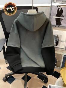 SHEIN 青少年休闲街头时尚文字图形印花撞色舒适纯色长袖圆领运动衫，适合通勤、上学、日常休闲、旅行、运动、秋冬 - 彩色 - 查看 2