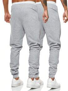 ROMWE MEN Street Life 2pcs Men's Casual Versatile Sweatpants - Light Grey - View 2