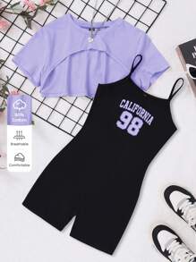 SHEIN Essnce Conjunto de camiseta e macacão esportivo casual de verão feminino plus size, roupas femininas de verão, conjuntos de duas peças femininas, conjunto de macacão feminino, roupas de duas peças de verão, roupas de verão, conjuntos de verão, Y2k, roupas de verão, conjuntos de verão, co ord de verão