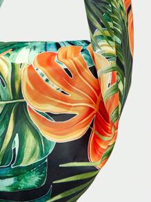 SHECARRY Tropical Print Casual Shoulder Bag - Dark Green - View 8