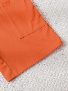 Mono de verano para niña preadolescente con bloques de color y bolsillos dobles - Naranja - View 8