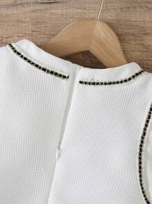 Elladie kids 女童和青少年时尚圆领无袖蝴蝶结装饰公主裙，夏季 - 白色 - 查看 4