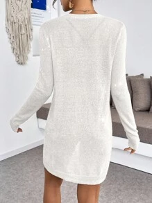 Chiquease Commuting Casual Versatile Summer Beach Linen Knitted Sweater Fall Winter Cloth For Women - White - View 2