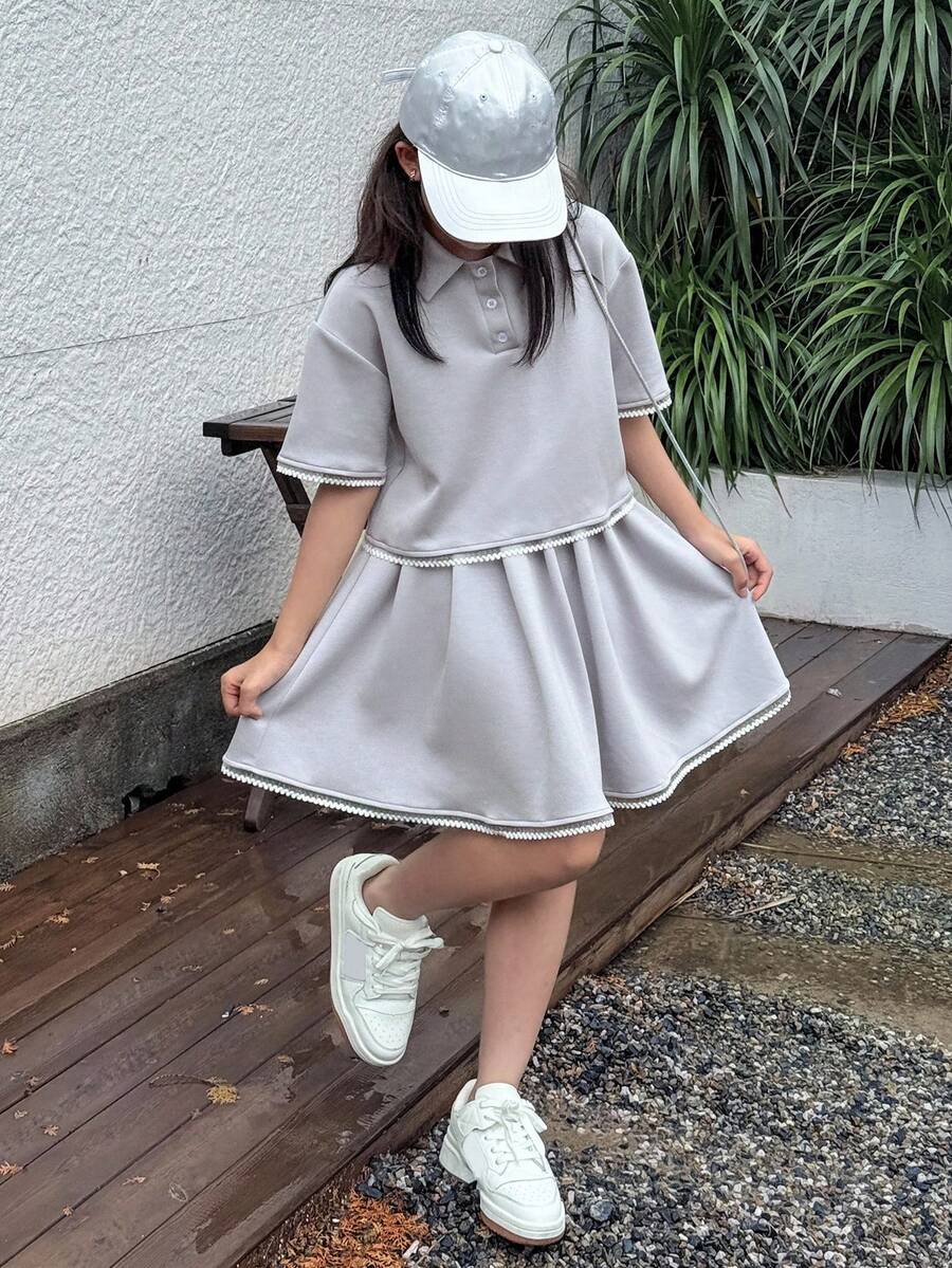 Dazy Kids 女童 Polo 衫和百褶裙两件套，夏季