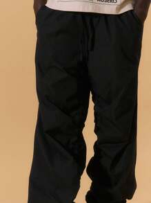 Musero Bungee Fit Cargo Style Trouser Extreme Ruching Detailing Spring Summer Holiday Vacation - Black - View 5