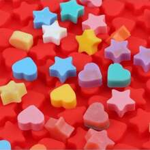 1 件巧克力糖果模具托盘，带有 148 个星形和心形空腔，用于 DIY 零食，例如狗零食、糖果、软糖、饼干、巧克力和其他可爱零食，由食品级硅胶制成 - 紅色 - 查看 6