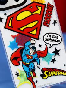 SUPERMAN X SHEIN 耐用时尚趣味手机壳，卡通图案保护壳，适用于