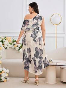 Modelyn 大码夏季优雅花卉印花流苏装饰连衣裙 - 彩色 - 查看 3