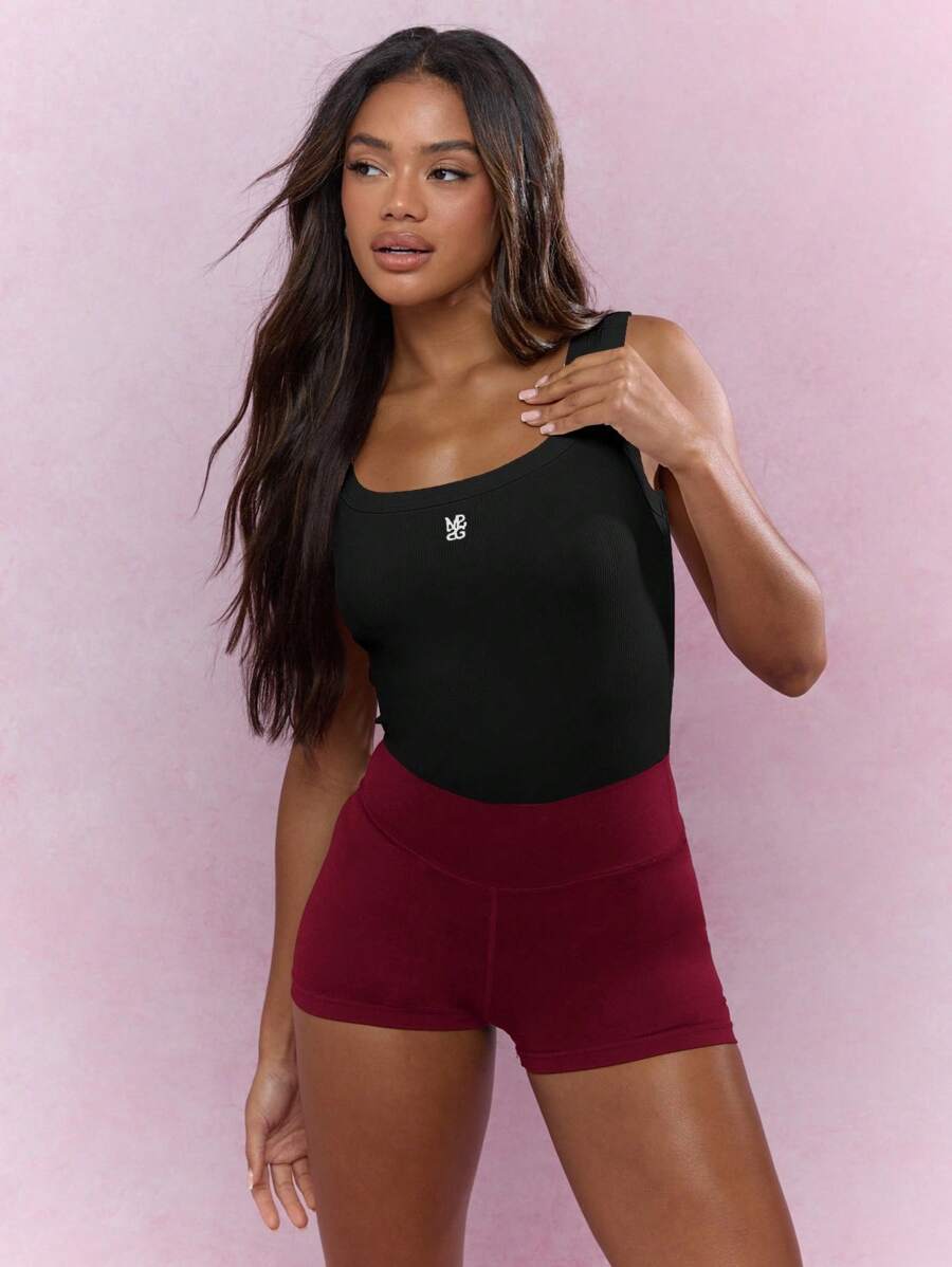 MISSGUIDED Active Performance Athletic Bodysuit Compression Fit High Impact Workout Training Exercise One-Piece Form Fitting Summer Sportswear - Black - View 1