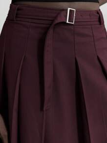 Ontre 现代都市风格，简约舒适设计，卡其色女式褶皱 A 字裙，日常休闲/通勤/商务休闲装，2025 年新品，初秋 - 卡其色 - 查看 6