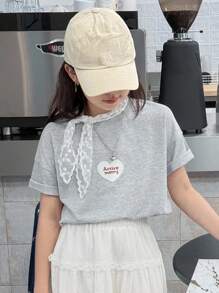DAZY 女童圆领短袖针织T恤，夏季 - 灰色 - 查看 7