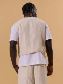 Musero Men Cropped Zip Through Sleeveless Top Front Pocket And Seam Detailing Spring Summer Holiday Vacation Streetstyle