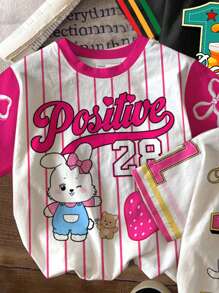 3件/包 女童休闲可爱卡通图案运动T恤，甜美时尚学院风，适合春夏、返校季、毕业季，Y2K 90年代风格童装