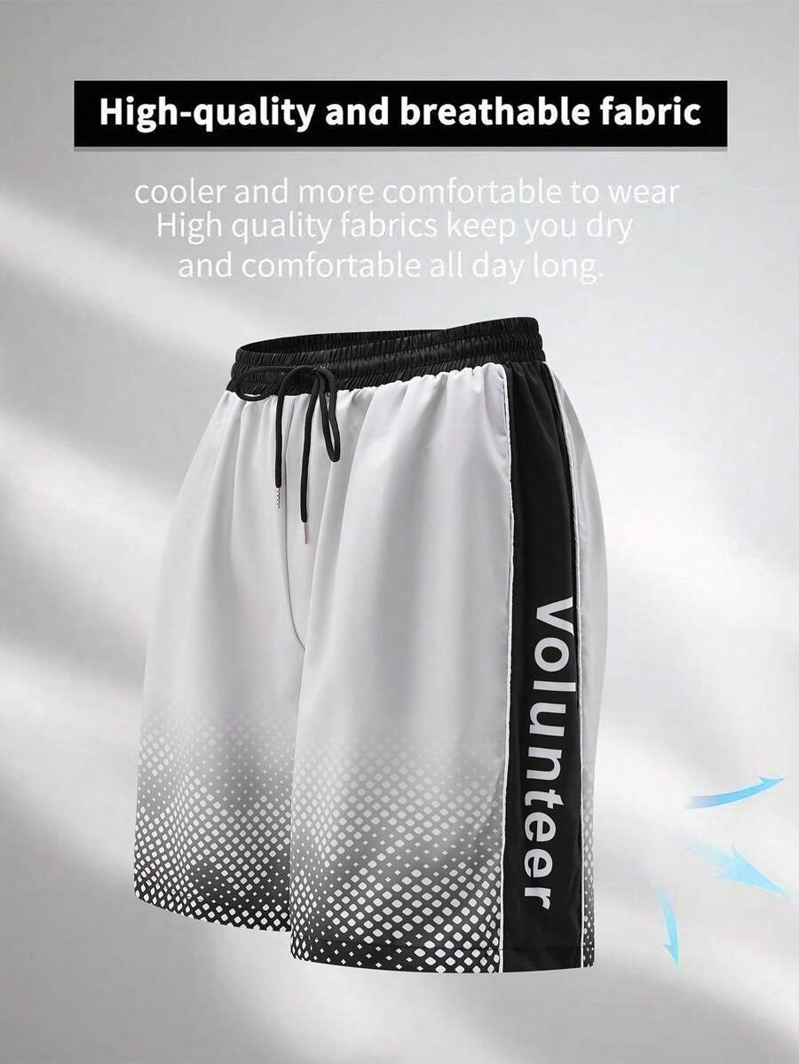 Gym Rark Men's Letter Print Drawstring Waist Loose Fit Sports Shorts Sweat Pants - Multicolor - View 1