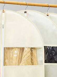 1 Stück faltbarer staubdichter Vliesstoff Kleiderschrank Überzug, mit durchsichtigem Fenster, Anzug/Kleider Schrank Organizer für Aufbewahrung, Reise, Büro, Zuhause, Valentinstags Geschenk, platzsparend, atmungsaktiv, leicht, tragbar, vielseitig verwendbar Aufbewahrungstasche für Damen, Herren, Jungen, Mädchen - Beige - Übersicht 2