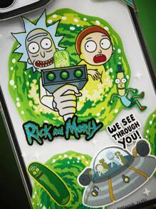 Rick and Morty X SHEIN 趣味双层手机壳，透明设计，经久耐用，时尚美观 - 星际旅行印花保护壳，兼容 11 - 17 Pro Max - 無色 - 查看 10