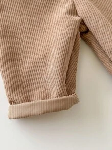 新生儿男女宝宝休闲趣味学术百搭韩版灯芯绒罗纹3D动物耳朵设计背带裤连体衣