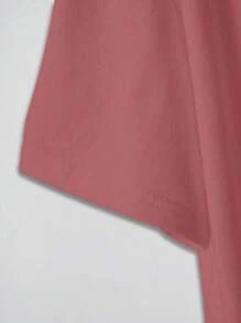 女式字母和图案印花短袖休闲圆领 T 恤，夏季 - 乾枯玫瑰色 - 查看 4