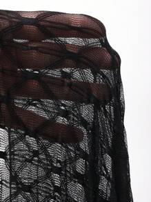 DAZY Solid Button Front Crop Top Without Cami Top Sheer Long Sleeve Women Tops,Fall Women Clothes - Black - View 6