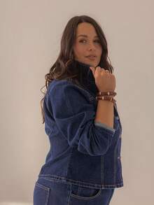 Aralina Curve Winter / Summer Cinched Waist Denim Jacket - Medium Wash - View 5