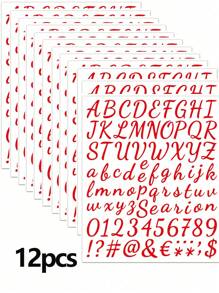 Pegatinas con nombre DIY con letras, números y símbolos del alfabeto florales hechos a mano - Rojo - Ver 4