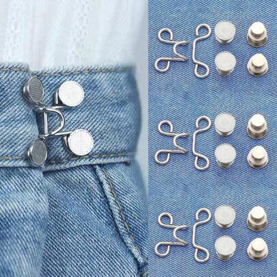 3 Set Pant Waist Tightener, Adjustable Waist Buckle Set, Extra Button For Jeans To Make Tighter, Button Adjuster For Pants, Jeans, Skirts, Sleeves
