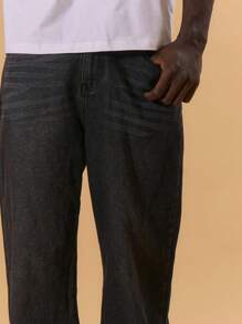 Musero Pantalones vaqueros holgados desgastados con efecto de susurro, estilo streetstyle de primavera y verano para vacaciones - Negro - Ver 5